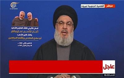 سید حسن نصرالله: شهادت حاج قاسم و المهندس آغازگر تاریخی تازه است/ کفش سلیمانی ارزشش از سر ترامپ بیشتر است