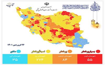 هفت شهرستان خراسان شمالی در وضعیت قرمز کرونا